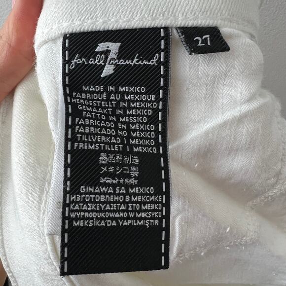 7 FOR ALL MANKIND White Cotton Side Stripe High Rise Ankle Skinny Jeans 27 NEW - Picture 10 of 12